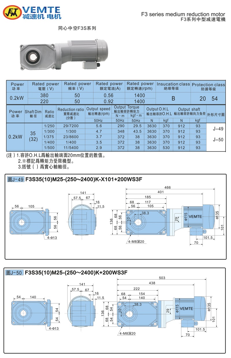 標準型大速比帶電機0.2KW-空心軸 標準型大速比帶電機0.2KW-空心軸