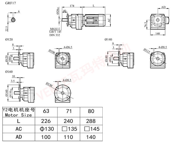 RF17減速機(jī)尺寸圖紙 RF17減速機(jī)尺寸圖紙